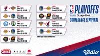 Jadwal NBA Conference Semifinals 2-9 Mei di Vidio : Miami Heat Vs New York Knicks, Golden State Warriors Vs LA Lakers