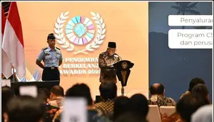 Wakil presiden Ma&rsquo;ruf Amin dalam acara &lsquo;CSR dan Pengembangan Desa Keberlanjutan Awards 2024&rsquo; yang digelar di The Westin Hotel, Rasuna Said, Jakarta, Selasa (7/5) (Istimewa)