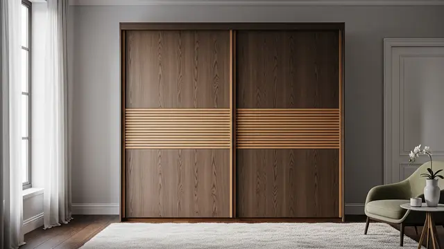 Model Lemari Pakaian Pintu Geser dari Papan