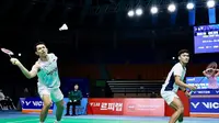 Ganda putra Indonesia Fajar Alfian/Muhammad Shohibul Fikri melangkah ke perempat final Korea Open 2025&nbsp;setelah mengalahkan Kenya Mitsuhashi/Hiroki Okamura dari Jepang di Suwon Gymnasium, Kamis (25/9).&nbsp;(foto: PBSI)