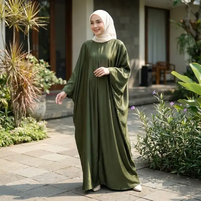 Abaya Modern Tanpa Kerah (Foto: AI)