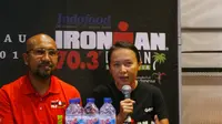 Atlet triathlon Indonesia, Inge Prasetyo, menjadikan ajang Ironman 70.3 Bintan 2017 sebagai pemanasan menuju Ironman World Championship 2017. (Bola.com/Zulfirdaus Harahap)