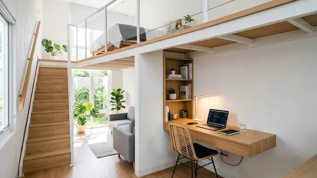 Mezzanine dengan Area Kerja Minimalis