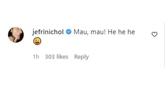 Komentar Jefri di akun Instagram @amandarawles
