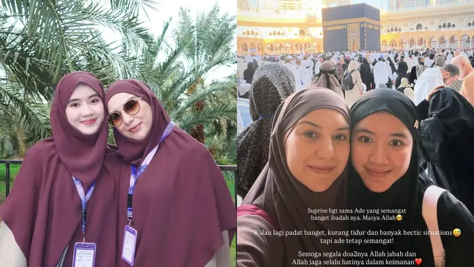 Pesona Cantik Natural Irish Bella dan Putri Sambungnya Hassya Ramadani Saat Umroh Tutup Tahun