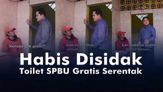 VIDEOGRAFIS: Habis Disidak Menteri BUMN Erick Thohir, Toilet SPBU Gratis Serentak