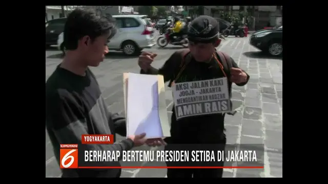 Seorang pemuda asal Blora, Jawa Tengah, gantikan nazar Amien Rais jalan kaki dari Yogyakarta ke Jakarta bila Jokowi terpilih kembali sebagai presiden.