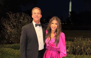 Kristi Noem, an American politician, is back in the public spotlight after her husband, Bryon Noem, was allegedly involved in an online fetish community. (X/@KristiNoem)