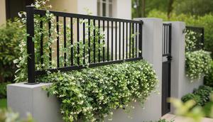 Model Pagar Rumah Kombinasi Tembok Rendah dan Pagar Besi Geser. Foto: Gemini