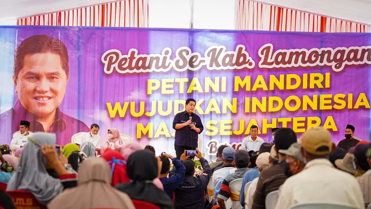 Menteri BUMN RI Erick Thohir saat menyambangi acara petani di Kabupaten Lamongan. (Dok Tim Publikasi Erick Thohir)