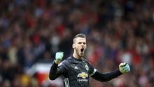 David de Gea berteriak girang usai MU menang telak 4-0 atas Chelsea (AP)