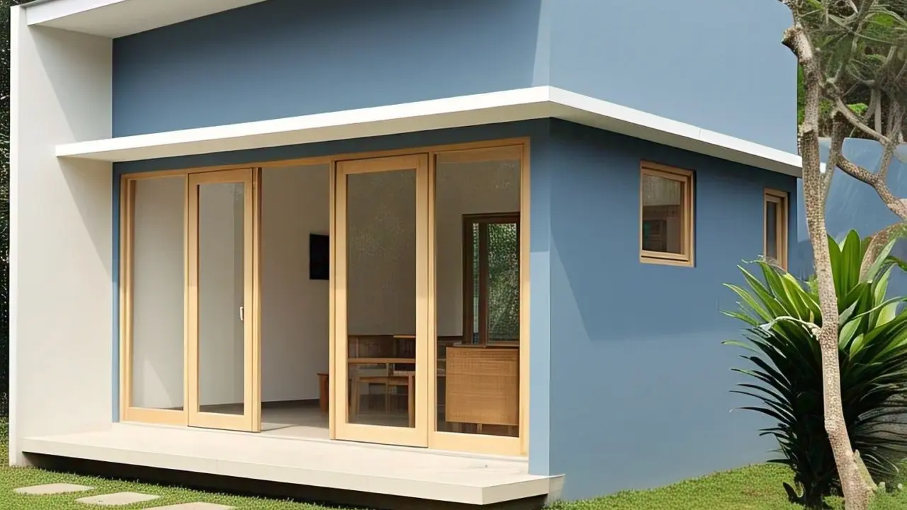 Ide Kombinasi Warna Cat Fasad Rumah Biru Langit dan Krem/via Meta AI