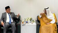 Wakil Kepala Badan Penyelenggara Haji (BP Haji), Dahnil Anzar Simanjuntak bertemu Deputi Kerjasama Internasional Kementerian Haji dan Umrah Arab Saudi, Hassan Bin Yahya Al Manakhrah. Pertemuan untuk membahas persiapan haji 2025-2026. (Foto: BP Haji)