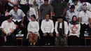 Wakil Presiden terpilih 2019-2024, KH Ma’ruf Amin (kedua kanan) bersama Presiden RI terpilih 2019-2014, Joko Widodo jelang pidato Visi Indonesia di SICC, Sentul, Kab Bogor, Jawa Barat, Minggu (14/7/2019). KH Ma’ruf Amin menutup pidato dengan doa bagi bangsa.  (Liputan6.com/Helmi Fithriansyah)