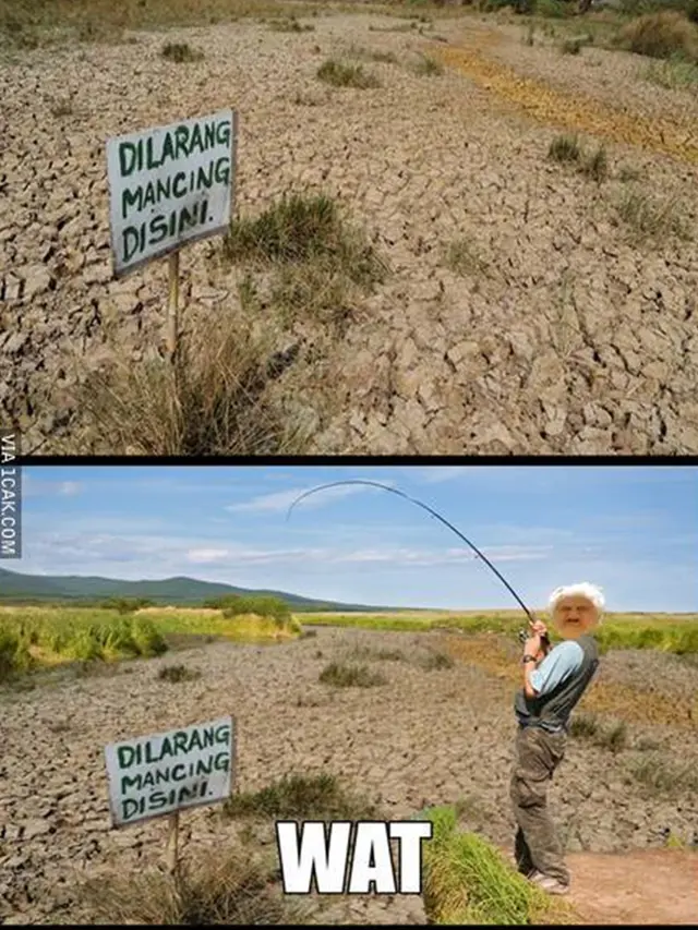 6 Tulisan Dilarang Mancing Ini Bikin Tepuk Jidat