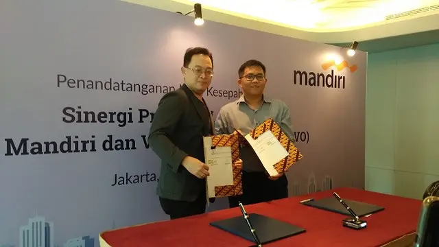 PT Bank Mandiri (Persero) Tbk bekerjasama dengan PT Visionet Internasional (OVO). (Dok Merdeka.com/