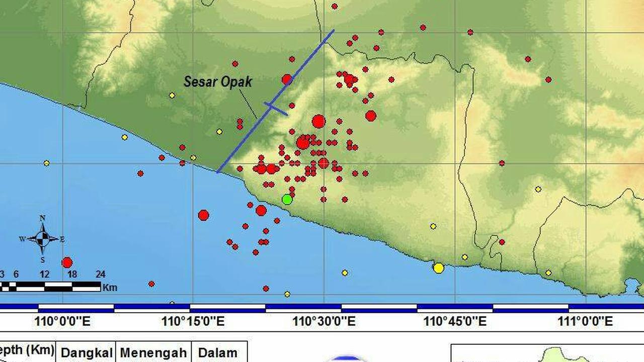 Peta seismis gempa di Jogja