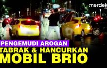 VIDEO: BRUTAL! Pengemudi Fortuner Tabrak dan Hancurkan Brio, Polisi Turun Tangan