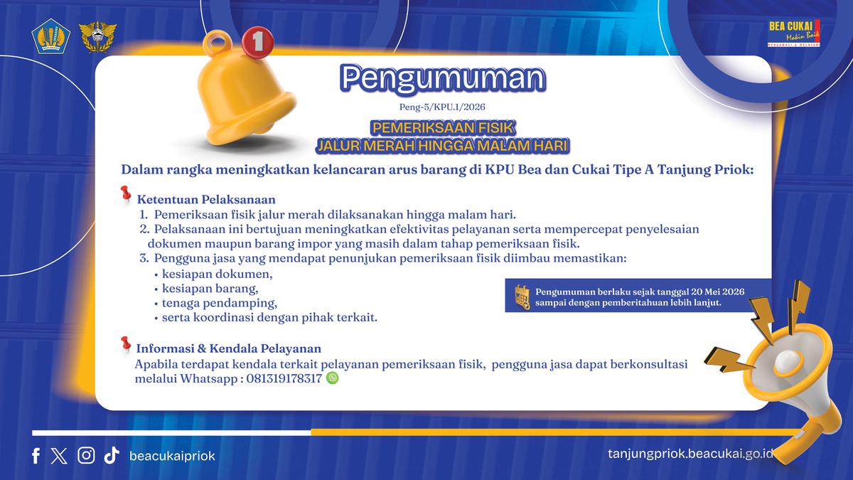 Komitmen dengan Layanan 24/7, Bea Cukai Tanjung Priok Jamin Kelancaran Arus Logistik Nasional