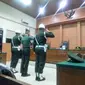 Sidang pembunuhan dan mutilasi di Kabupaten Musi Banyuasin Sumsel digelar di Pengadilan Militer I-04 Jakabaring Palembang (Liputan6.com / Nefri Inge)