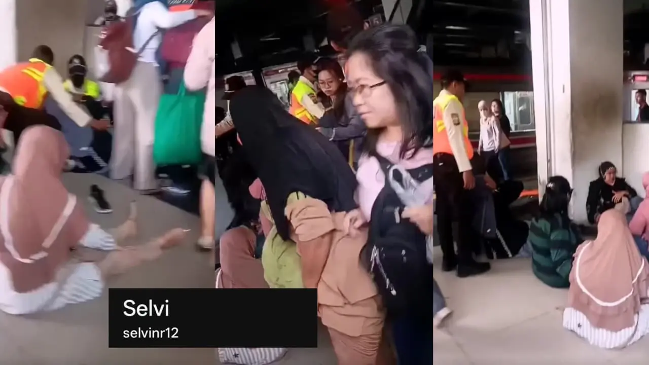 Eskalator di Stasiun Duri yang mendadak mundur saat kondisi sedang naik.