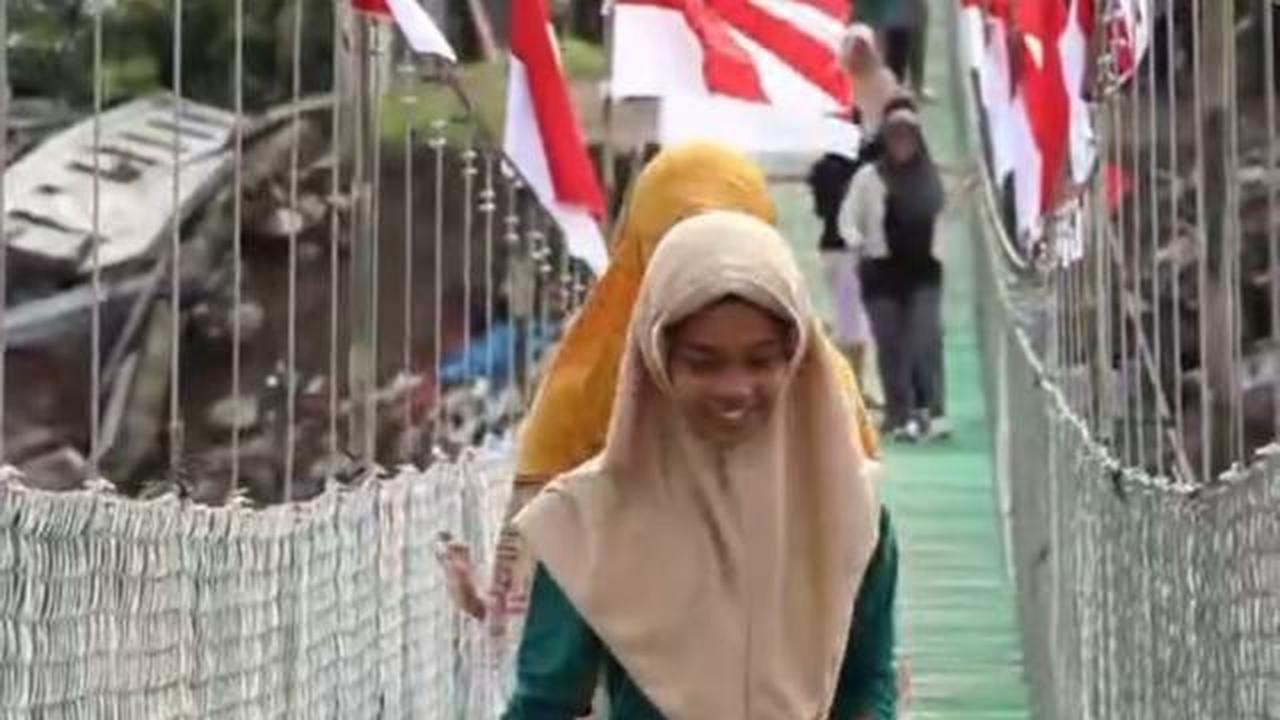 Sudah Bisa Digunakan, Jembatan Gantung Garuda di Pidie Jaya Jadi Akses Penting Warga