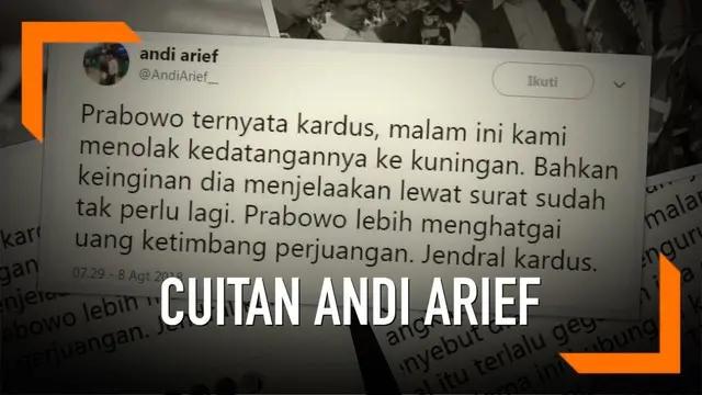 Politikus Partai Demokrat Andi Arief beberapa kali mengeluarkan pernyataan kontroversial, melalui cuitannya di Twitter.