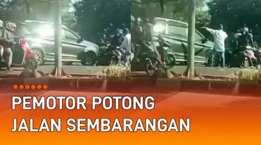 Aksi berkendara berikut ini tak patut ditiru. Awalnya sebuah mobil terekam putar balik di Jl. Daan Mogot, Jakarta Barat. Namun tiba-tiba muncul pemotor berkendara sembarangan.