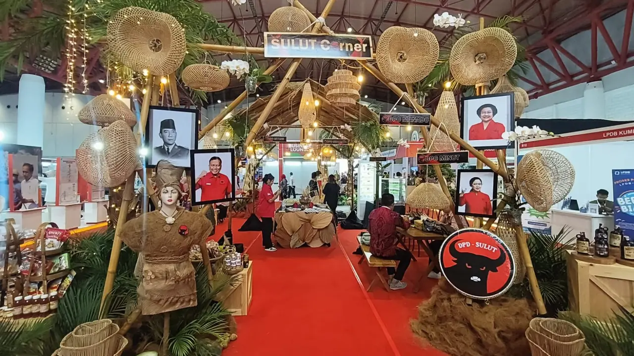 Suasana Pameran Pangan Plus 2023 yang menjadi bagian dari acara Rakernas IV yang dilaksanakan di Jakarta International Expo atau JIExpo, Kemayoran, Jakarta Pusat, pada Jumat (29/9/2023) sampai Minggu (1/10/2023).