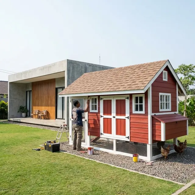 Kandang Classic Red American Farmhouse (Gemini AI)