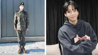 Sersan Kim Seokjin Alias Jin BTS Memberikan Tips untuk Jungkook BTS yang Akan Wamil, Harus Hapal Senam Angkatan Darat (Sumber Foto: Weverse Via Soompi dan X bts_bighit)