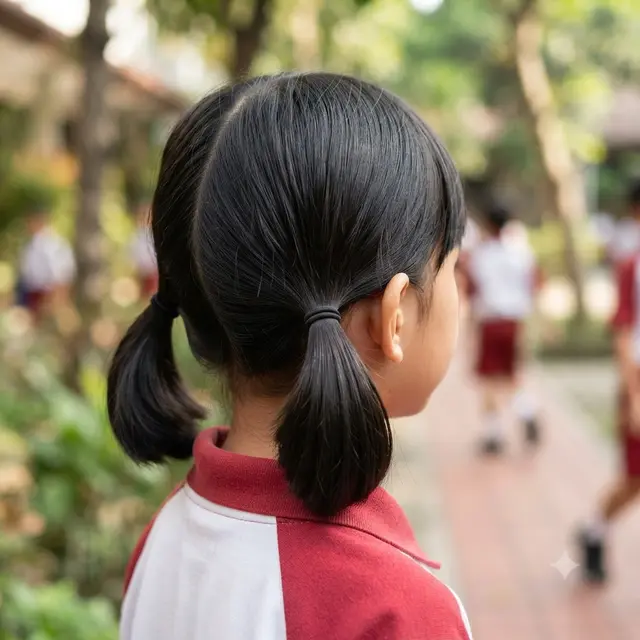 Model Kuncir Rambut Anak Sekolah untuk Rambut Pendek