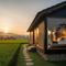 Model rumah minimalis pinggir sawah dengan view sunrise langsung dari kamar. [Foto: Gemini]