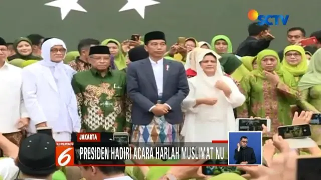 Presiden Jokowi hadiri peringatan hari lahir Muslimat NU di Stadion Gelora Bung Karno, Jakarta.