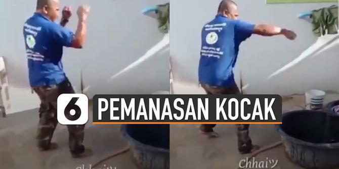 VIDEO: Kocak Pria Lakukan Pemanasan Seperti Akan Bertarung, Akhirnya Bikin Ketawa