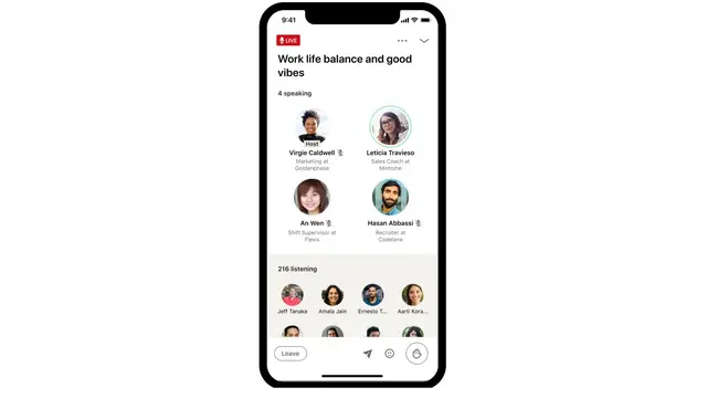 Tampilan fitur audio chat LinkedIn.