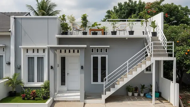 contoh rumah 1 lantai dengan rooftop minimalis biaya terjangkau
