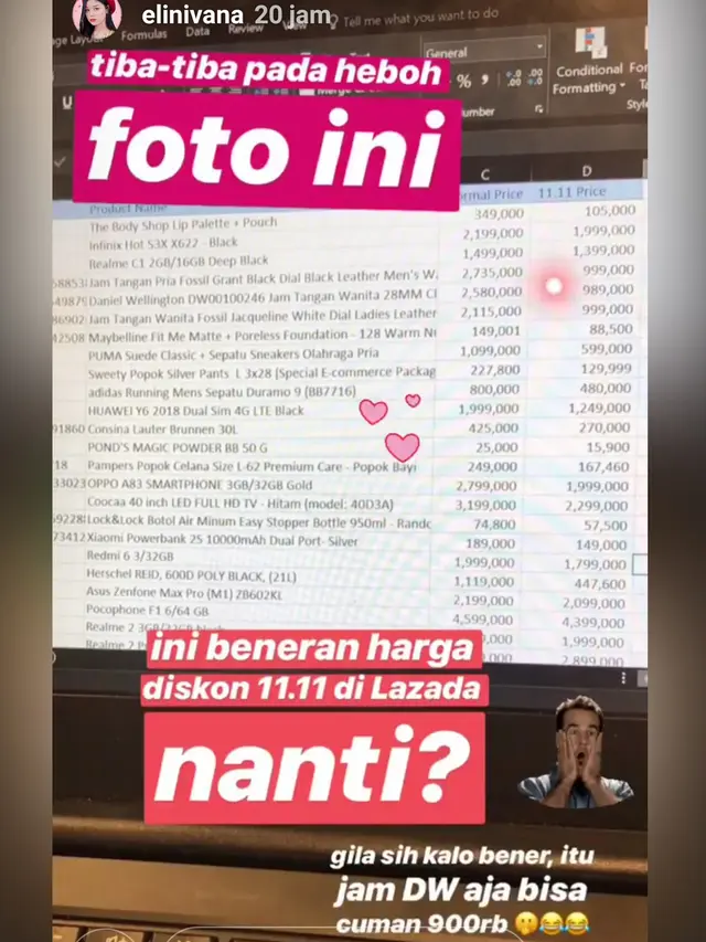 Mendekati 11.11 Beredar Screen Shoot Harga Barang yang Dijual di Lazada