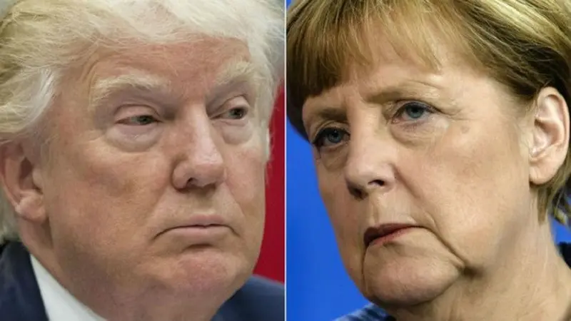 Presiden AS Donald Trump dan Angela Merkel