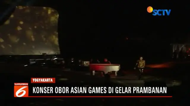 Konser pawai obor di Candi Prambanan, Jawa Tengah, tandai Asian Games tinggal sebulan lagi.  Puncak konser.
