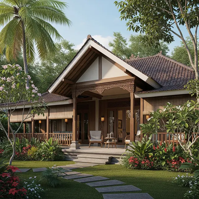 Fasad Rumah Klasik di Desa (Gemini AI)