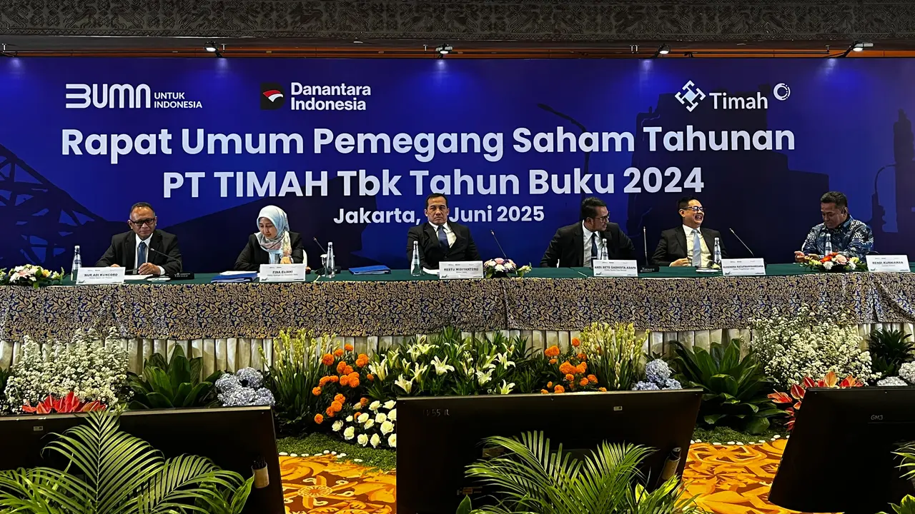 Rapat Umum Pemegang Saham (RUPS) PT Timah Tbk (TINS)  digelar pada Kamis, 12 Juni 2025 di Hotel Borobudur, Jakarta. (Gagas/Liputan6.com)