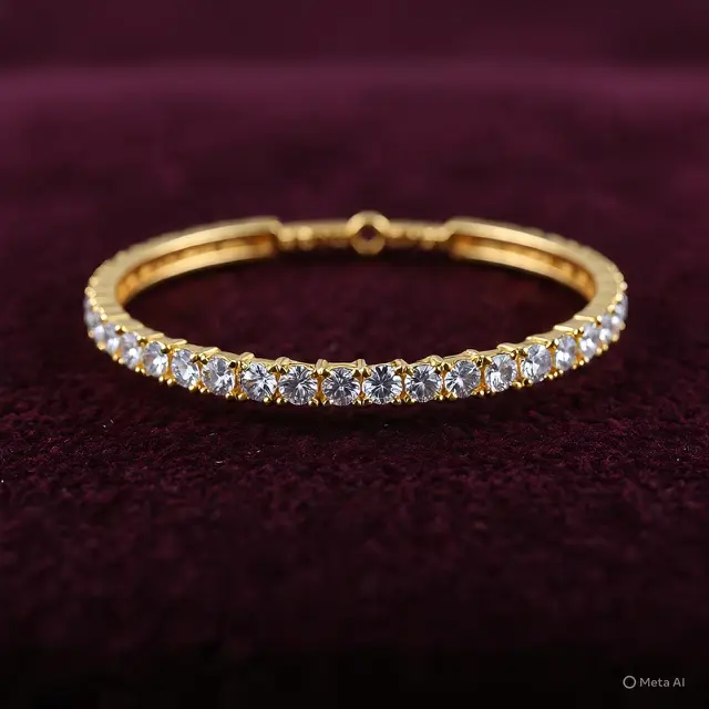 Gelang Emas Bangle dengan Batu Permata Kecil