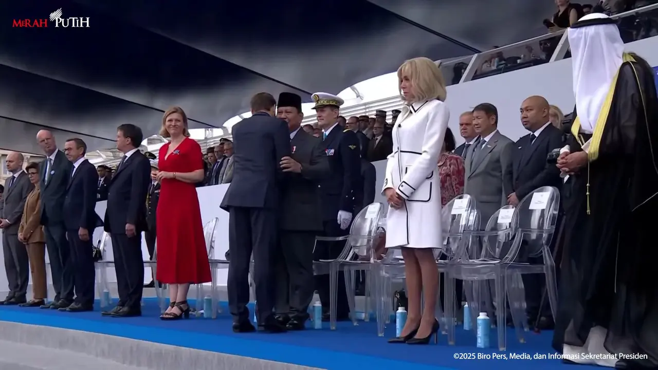 Presiden Prabowo Subianto menghadiri langsung peringatan Bastille Day atau Hari Nasional Prancis sebagai tamu kehormatan di Paris, Senin (14/7/2025) (Istimewa)