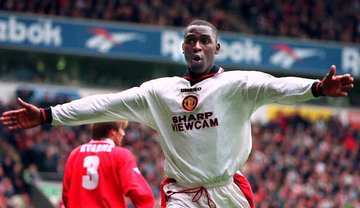 Andy Cole (187 gol) - Cole tercatat sebagai pemain yang subur dalam mencetak gol saat berseragam Manchester United. Selama berkarier di Premier League, Cole mencetak 187 gol dari 415 penampilannya. (AFP/Owen Humphreys)
