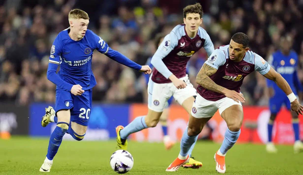 Aston Villa dan Chelsea harus puas berbagi poin usai bermain imbang dengan skor 2-2. (Nick Potts/PA via AP)