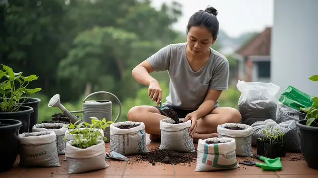 Cara Membuat Pot Tanaman dari Karung Beras Bekas/Gemini AI
