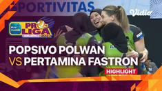 Berita video highlights putaran pertama PLN Mobile Proliga 2023 kategori putri antara Jakarta Popsivo Polwan melawan Jakarta Pertamina Fastron, Jumat (6/1/2023) siang hari WIB.
