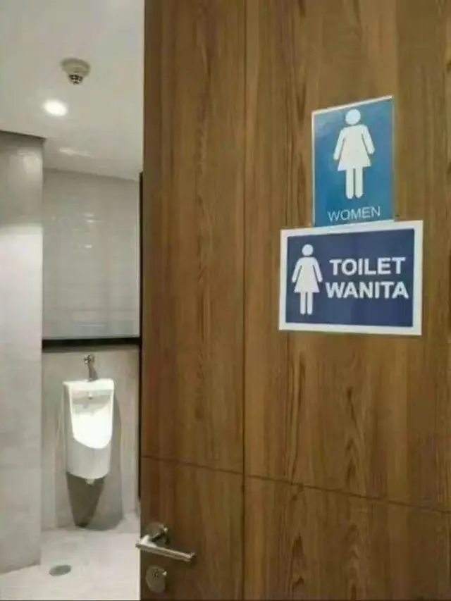 6 Tulisan Toilet Umum Wanita dan Pria Tak Sesuai Ini Bikin Bingung