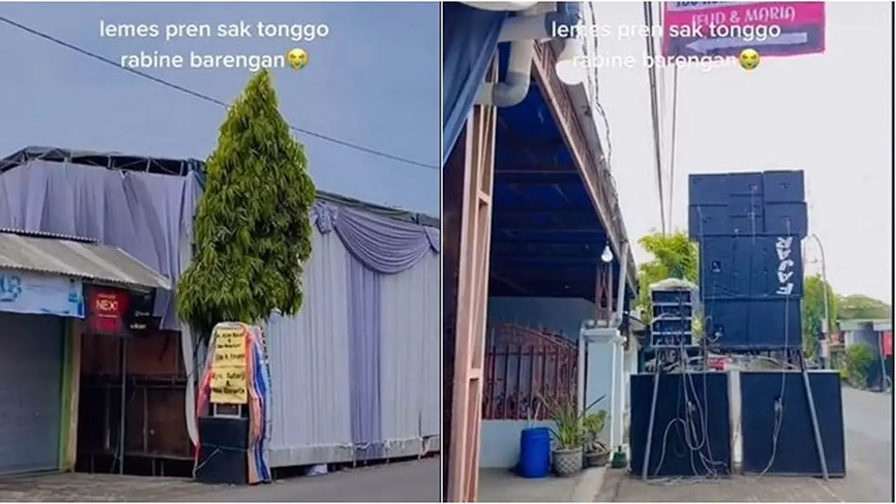 Viral Dua Rumah Seberang Jalan Ini Gelar Pernikahan Bersamaan, Warna Tenda Sama